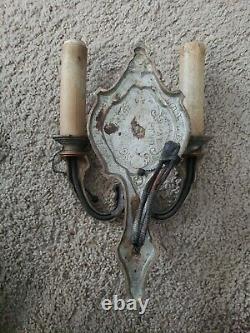 Antique Signed Riddle Art Deco Wall Sconces Light 734 Pat Pend Good Vintage Cond