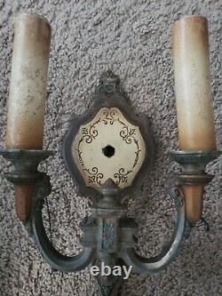 Antique Signed Riddle Art Deco Wall Sconces Light 734 Pat Pend Good Vintage Cond