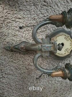 Antique Signed Riddle Art Deco Wall Sconces Light 734 Pat Pend Good Vintage Cond