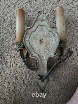 Antique Signed Riddle Art Deco Wall Sconces Light 734 Pat Pend Good Vintage Cond