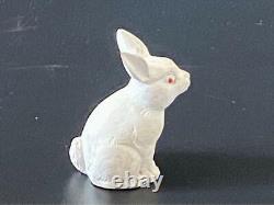 Antique Signed Wooden Rabbit Pair Miniature