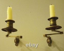 Antique Solid Brass Signed & Numbered Matching Candle Sconses Rare early 1900