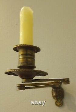 Antique Solid Brass Signed & Numbered Matching Candle Sconses Rare early 1900