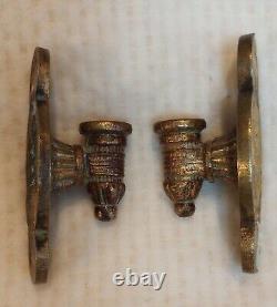 Antique Solid Brass Signed & Numbered Matching Candle Sconses Rare early 1900