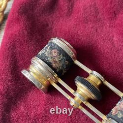Antique Stunning Pair Of Opera Glasses needlepoint sign France