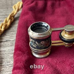 Antique Stunning Pair Of Opera Glasses needlepoint sign France