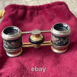 Antique Stunning Pair Of Opera Glasses needlepoint sign France