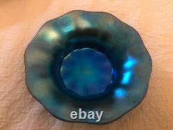 Antique Tiffany Favrile Blue Art Glass Pair of Bowls