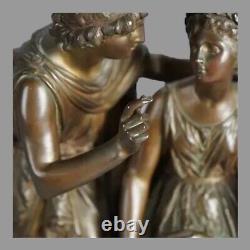 Antique Victorian Bronze Figural Grouping of Couple Signed MacLean