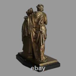 Antique Victorian Bronze Figural Grouping of Couple Signed MacLean