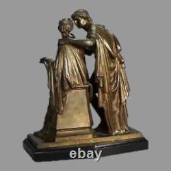 Antique Victorian Bronze Figural Grouping of Couple Signed MacLean