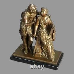 Antique Victorian Bronze Figural Grouping of Couple Signed MacLean