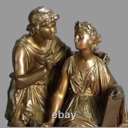 Antique Victorian Bronze Figural Grouping of Couple Signed MacLean