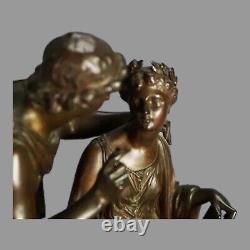 Antique Victorian Bronze Figural Grouping of Couple Signed MacLean