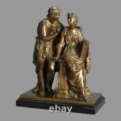 Antique Victorian Bronze Figural Grouping of Couple Signed MacLean