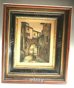 Antique Victorian Deep Well Picture Frames Signed Etchings Beautiful Pair