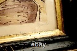 Antique Victorian Deep Well Picture Frames Signed Etchings Beautiful Pair