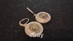 Antique Victorian Repousse Button Signed Sterling Silve Earring Pair