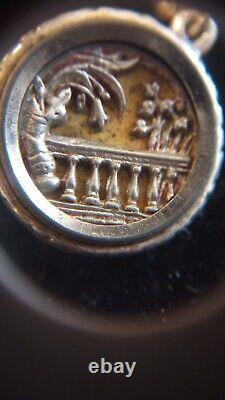 Antique Victorian Repousse Button Signed Sterling Silve Earring Pair