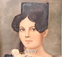 Antique Vintage 19C Gentleman Lady Miniature Portrait Paintings Gold Gilt Frame