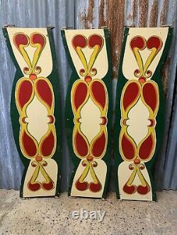 Antique Vintage Fairground Sign Panel Handpainted Large Rounding Board X 3 Pair