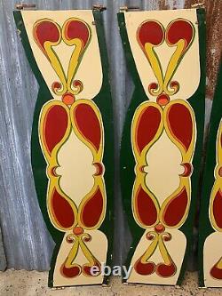 Antique Vintage Fairground Sign Panel Handpainted Large Rounding Board X 3 Pair