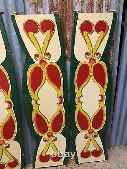 Antique Vintage Fairground Sign Panel Handpainted Large Rounding Board X 3 Pair