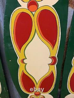 Antique Vintage Fairground Sign Panel Handpainted Large Rounding Board X 3 Pair