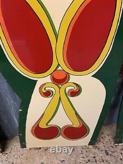 Antique Vintage Fairground Sign Panel Handpainted Large Rounding Board X 3 Pair