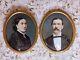 Antique Vintage Miniature Portrait Painting Pair Signed By Ch. Risbourg 1876