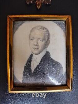 Antique Vintage Miniature Portrait Painting Pair Signed by W. B. Clarke