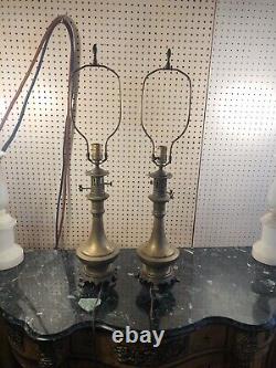 Antique Vintage Pair Bronze Brass Signed Edward Alden Hong Kong Table Lamps