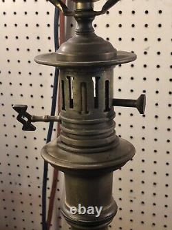 Antique Vintage Pair Bronze Brass Signed Edward Alden Hong Kong Table Lamps