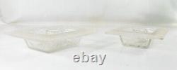 Antique Vintage Pair of Signed Lalique France Frosted Glass Candle Holders