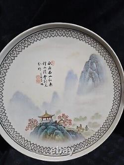 Antique Vtg Chinese Porcelain Plate Signed Hand Painted Oriental Early1900s Pair