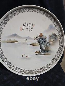 Antique Vtg Chinese Porcelain Plate Signed Hand Painted Oriental Early1900s Pair