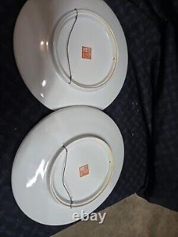 Antique Vtg Chinese Porcelain Plate Signed Hand Painted Oriental Early1900s Pair