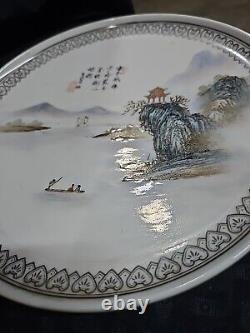 Antique Vtg Chinese Porcelain Plate Signed Hand Painted Oriental Early1900s Pair