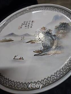 Antique Vtg Chinese Porcelain Plate Signed Hand Painted Oriental Early1900s Pair