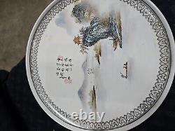 Antique Vtg Chinese Porcelain Plate Signed Hand Painted Oriental Early1900s Pair