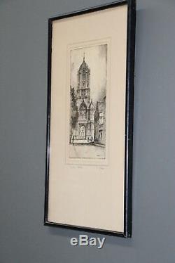 Antique engravings Gothic architecture pair signed originals F ROBSON vintage
