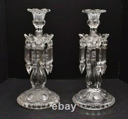 Antique pair Baccarat France Medallion Candlesticks Candle Holders SIGNED