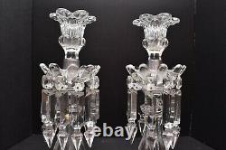 Antique pair Baccarat France Medallion Candlesticks Candle Holders SIGNED