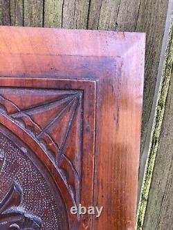 Antique pair of Carved floral furniture panels plaques architectural Edwardian