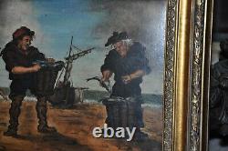 Antique pair of Genre Paintings by English Painter G Tempel