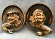 Antique Pair Of French Sculptures Store Sign Early 1900's Woodwork Carvings 3lb