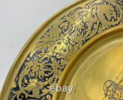 Antique pair of german decorative plates 19th century brass signed