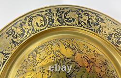 Antique pair of german decorative plates 19th century brass signed