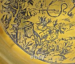 Antique pair of german decorative plates 19th century brass signed