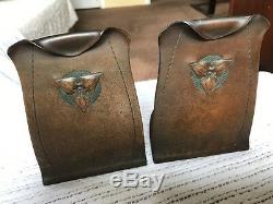 Antique, pair of signed Roycroft bookends